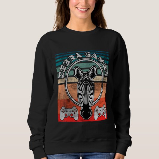 Sweatshirt Zebra Gamer Can't Hear You I'm Gaming Zebra Gamer (Devant)