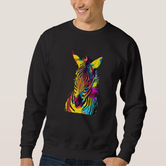Sweatshirt Zebra Head Colorful Pop Art (Devant)