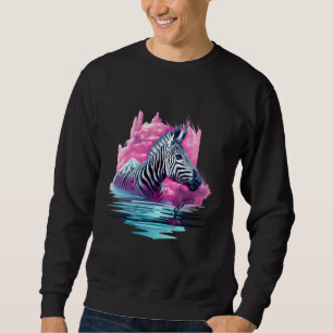 Sweatshirt Zebra Nature Portrait coloré Oeuvre d'art Faune et