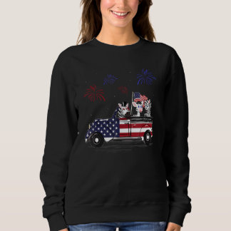 Sweatshirt Zebra Riding Camion Drapeau Américain Feu d'artifi