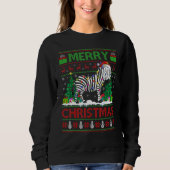 Sweatshirt Zebra   Xmas Tree Lights Ugly Santa Zebra Christma (Devant)