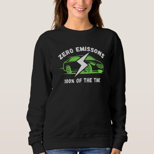 Sweatshirt Zéro émission 100% du temps voiture électrique VE (Devant)
