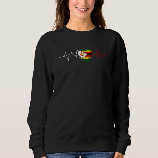Sweatshirt Zimbabweans Heartbeat Zimbabwe Flag Mens Womens Ki (Devant)