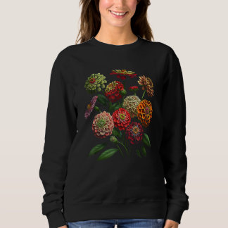Sweatshirt Zinnia Flowers Floral Bouquet Design