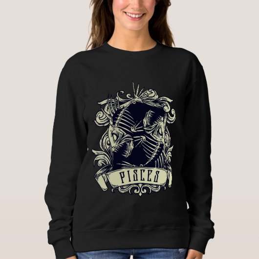 Sweatshirt Zodiac Evil 2 Poisson Squelette Occulte (Devant)