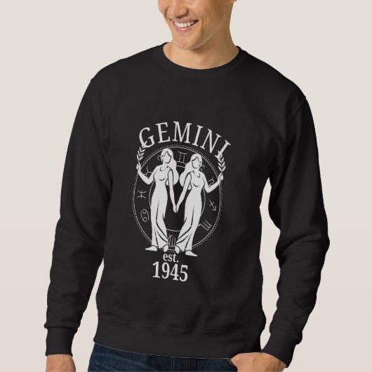 Sweatshirt Zodiac Gemini Twins Né en 1945 (Devant)