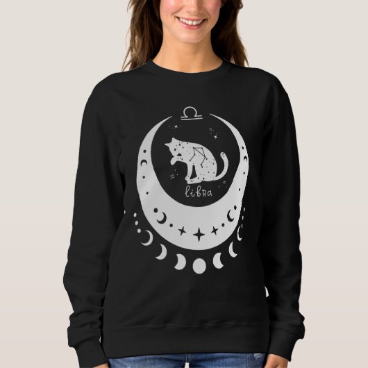 Sweatshirt Zodiac Libra Horoscope Astrology Sign Cat Crescent (Devant)