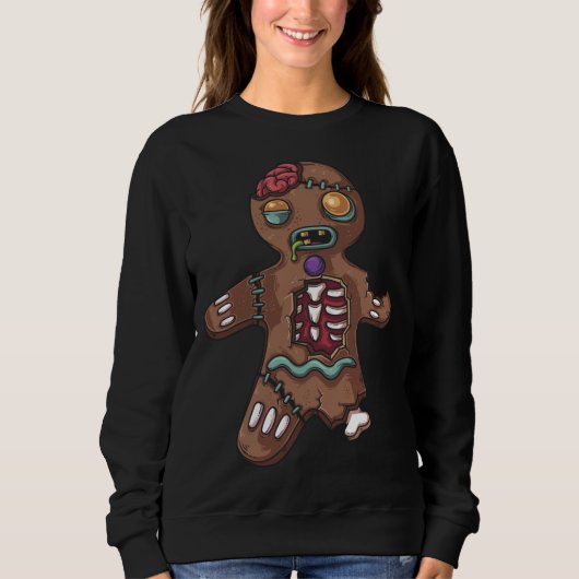 Sweatshirt Zombie Noël Gingerbread Homme drôle X-Mas Vacances (Devant)