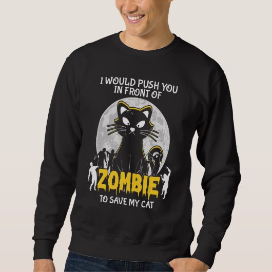 Sweatshirt Zombie pour sauver mon chat Halloween (Devant)