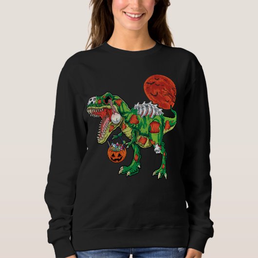 Sweatshirt Zombie rex dinosaur skeleton Halloween Kids costum (Devant)
