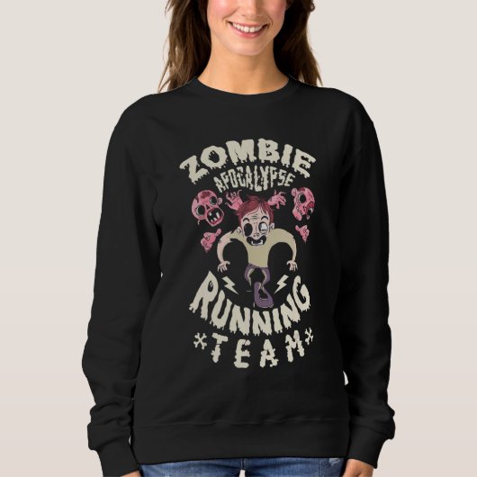 Sweatshirt Zombies Apocalypse Courir Équipe Effrayant Happy H (Devant)