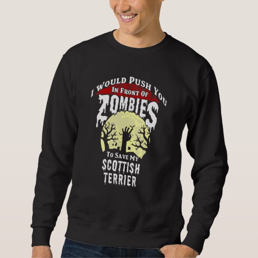Sweatshirt Zombies Scottish Terrier Halloween Éffrayant (Devant)