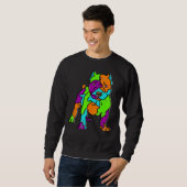 Sweatshirt Zone 51 Alien Colorful Chien Pitbull Awesome Hallo (Devant entier)