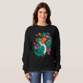 Sweatshirt Zoo Animal Exotique Oiseau Tropical Feuilles Faune (Devant entier)