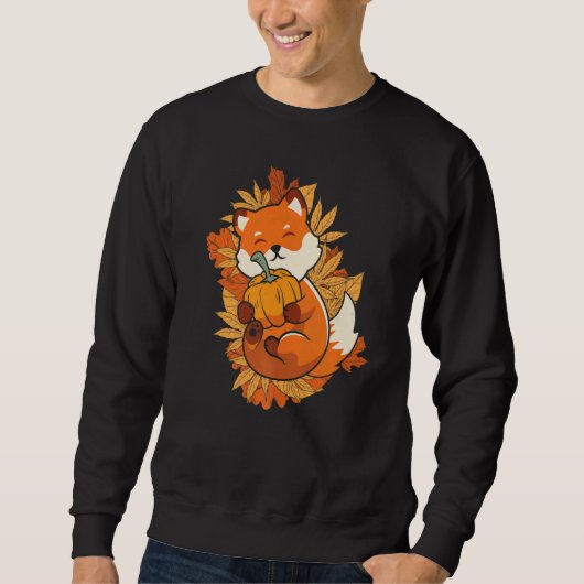 Sweatshirt Zoo Animal Fox Autumn Falling Leaves Forest Animal (Devant)