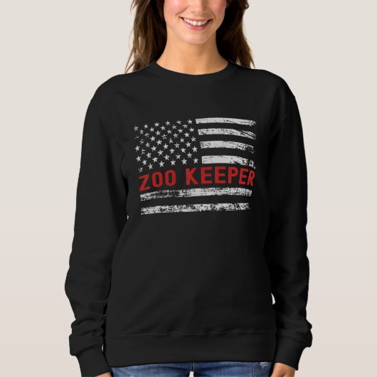 Sweatshirt Zoo Keeper USA Flag Profession Retro Job Title (Devant)