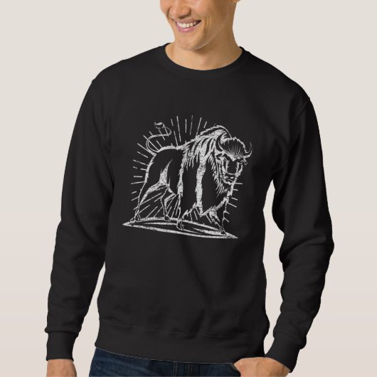 Sweatshirt Zoo Wildlife Animal Zookeeper Buffalo Bison Distr (Devant)
