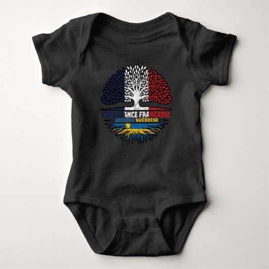 Sweden Swedish French France Tree Roots Flag Romper (Voorkant)