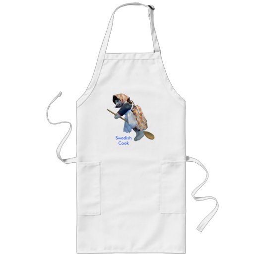 "Swedish Cook" Kitchen Witch Riding Spoon Apron Lang Schort (Voorkant)