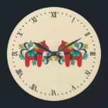 Swedish Dala Horse<br><div class="desc">Tradition Scandinavian folk art style decorative dala horses (dala as) with rosemaling scrolls in shades of red and blue on golden yellow.</div>