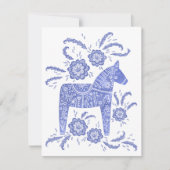 Swedish Dala Horse Blue and White Personalized Notitiekaartje (Voorkant)