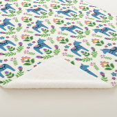 Swedish Dala Horses Blue Sherpa Deken (3/4)