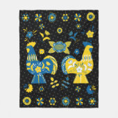 Swedish Folk Dala Rooster Fleece Deken (Voorkant)