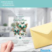 Sweet15 Butterflies QUINCEANERA Emerald Green Gold Acryl Uitnodigingen
