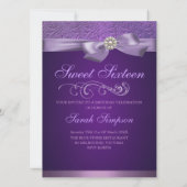 Sweet16 Bow & Damask Invitation d'anniversaire (Dos)