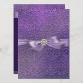 Sweet16 Bow & Damask Invitation d'anniversaire (Devant / Derrière)