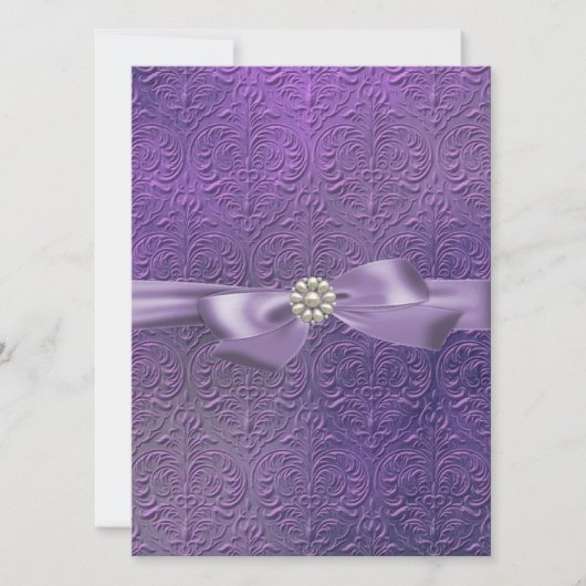 Sweet16 Bow & Damask Invitation d'anniversaire (Devant)
