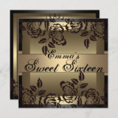 Sweet16 Rose élégant or Invitation d'anniversaire (Devant / Derrière)