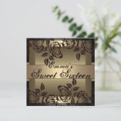 Sweet16 Rose élégant or Invitation d'anniversaire (Debout devant)