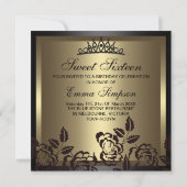 Sweet16 Rose élégant or Invitation d'anniversaire (Dos)