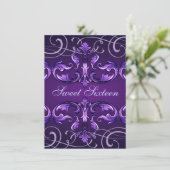 Sweet16 Violet foncé Damask & Tiara Invitation d'a (Debout devant)