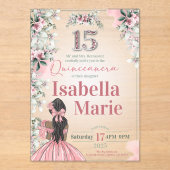 Sweet 15 Fancy et Floral Acrylique Invitation (Recto)