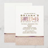 SWEET 15 Faux Rose Gold Champagne Party Invitation (Devant / Derrière)