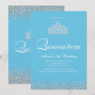 Sweet 15, Lichtblauwe Quinceanera Uitnodigingen