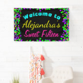 Sweet 15 Neon Glow Confetti Birthday Party Spandoek (Insitu)