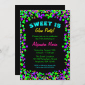 Sweet 15 Neon Glow Confetti Party Invitations (Devant / Derrière)