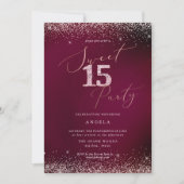 Sweet 15 Roze Diamond Glitters Burgundy Kaart (Voorkant)