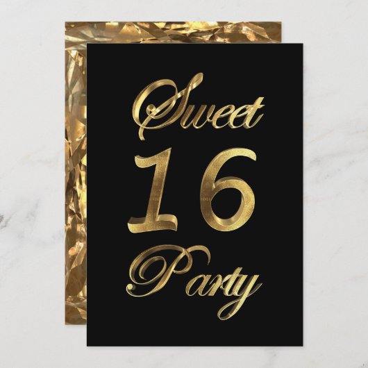 Sweet 16 16e verjaardag Jubileum Black en Gold Kaart (Voorkant / Achterkant)