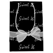 Sweet 16 Anniversaire Bow Sur Sac Cadeau Moyen Noi (Devant)