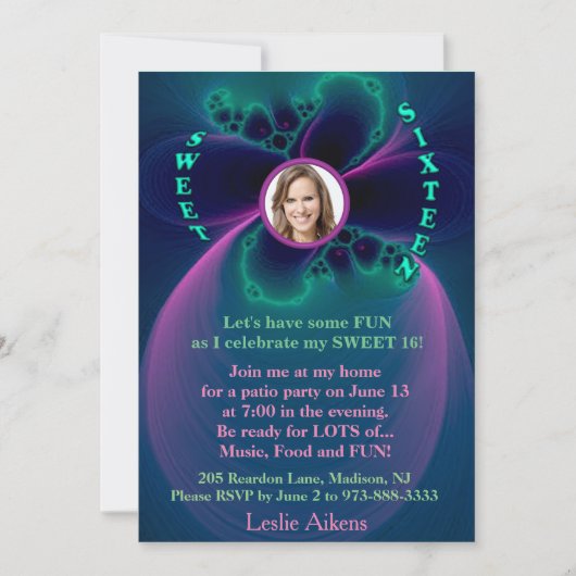 SWEET 16 Anniversaire de plaisir Invitation de fêt (Devant)