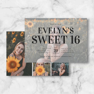 Sweet 16 Anniversaire Elégant 5 Photo Invitation