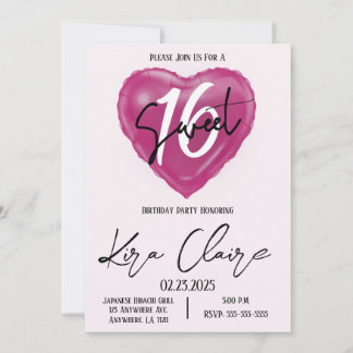 Sweet 16 Anniversaire Fête Invitation