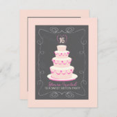 Sweet 16 Anniversaire Fête Invitation (Devant / Derrière)