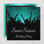 Sweet 16 Anniversaire Fête Invitation (Devant / Derrière)