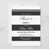 Sweet 16 Anniversaire Frappe Noir Blanc Invitation (Devant)