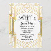Sweet 16 Anniversaire Gatsby Art Déco Invitation (Devant / Derrière)
